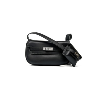 HERMÈS MASTER KELLY MOOVE BLACK SWIFT PALLADIUM HARDWARE (20*11.5*6cm)